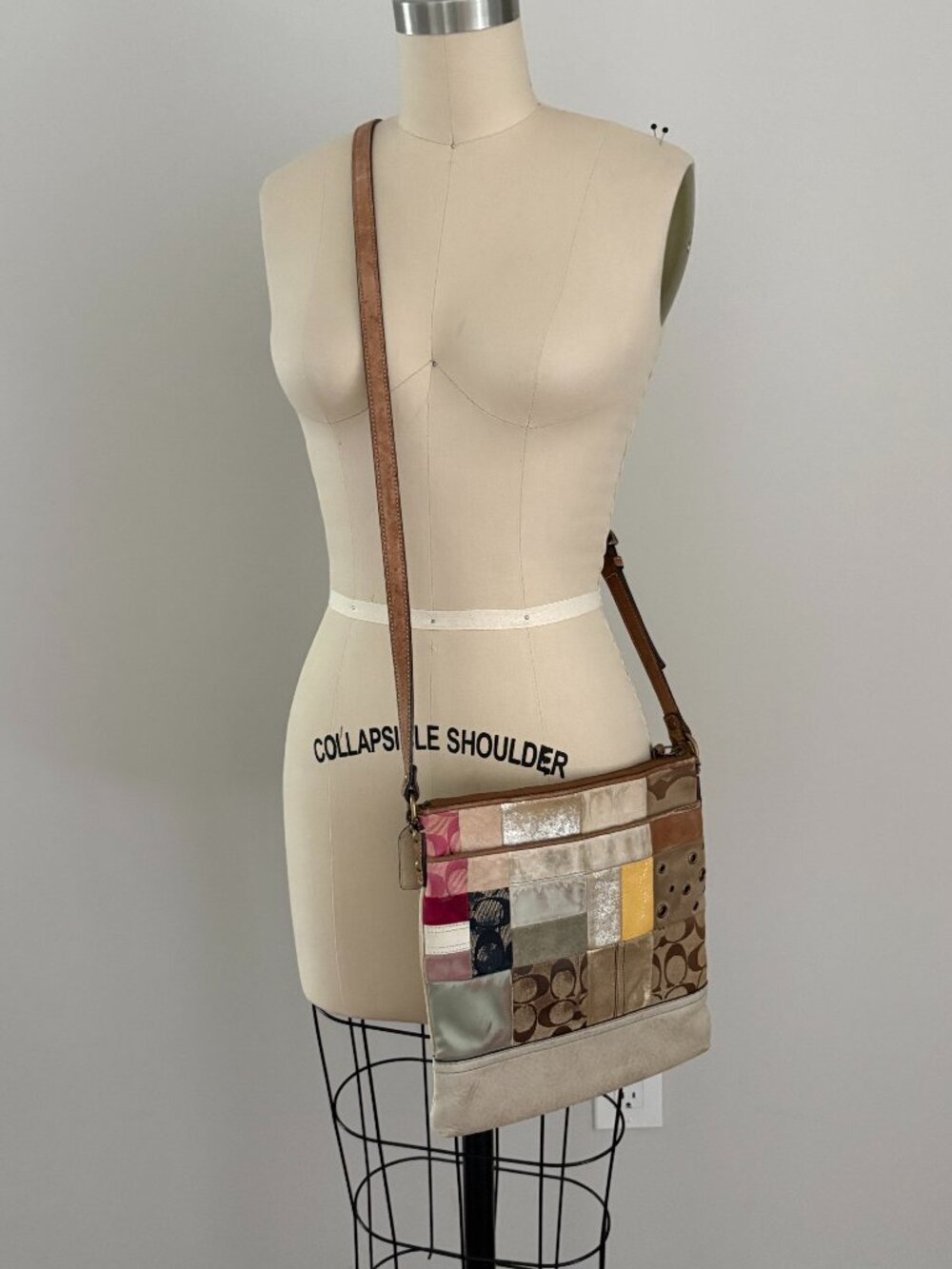 Vintage Coach Patchwork Signature Crossbody Bag 2005 Y2K Multi Texture Boho Chic